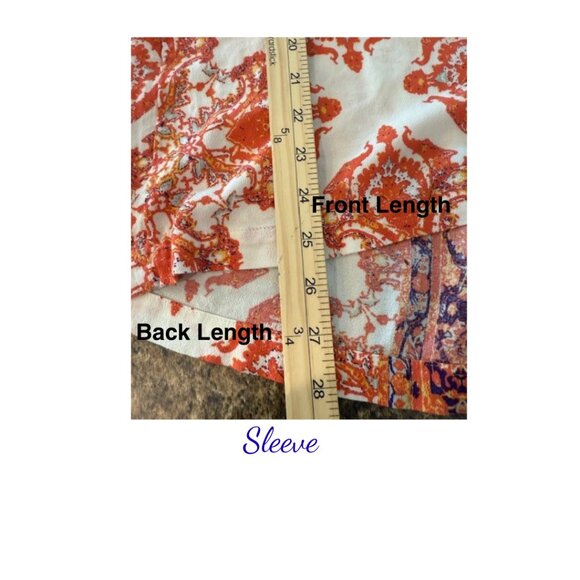 Free People Boho Printed Blouse XS – Orange & Purple Peasant Top - Picture 6 of 8